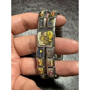 Double  Italy Charm Bracelet With Assorted Charms 19 Links Good Condition